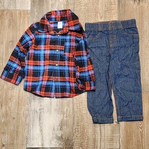Carter's Long Sleeve Button Up Shirt And Pant Set